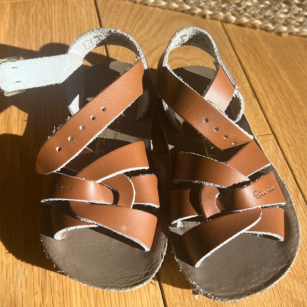 Saltwater Sandals 8T Brown Leather